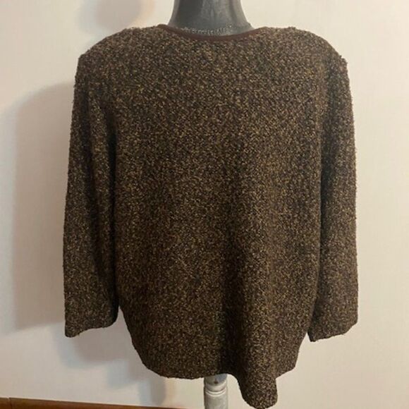 eccotoo Brown/Tan sweater with clasp closure, size 3X - Picture 2 of 3